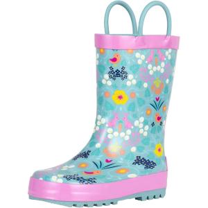 imagelandchief Toddler Rain Boots Kids Rain Boots Waterproof Rubber Boots for Girls and Boys with Fun Patterns and EasyOn HandlesPink Rabbits