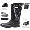 imageWTW Mid Calf Rain Boots for Women  Waterproof Insulated Neoprene Mud Boots Outdoor Hunting Garden BootsBlack Marble