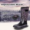 imageWTW Mid Calf Rain Boots for Women  Waterproof Insulated Neoprene Mud Boots Outdoor Hunting Garden BootsFloral Print