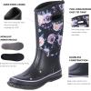 imageWTW Mid Calf Rain Boots for Women  Waterproof Insulated Neoprene Mud Boots Outdoor Hunting Garden BootsPurple Flowers