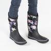 imageWTW Mid Calf Rain Boots for Women  Waterproof Insulated Neoprene Mud Boots Outdoor Hunting Garden BootsPurple Flowers