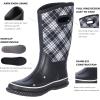 imageWTW Mid Calf Rain Boots for Women  Waterproof Insulated Neoprene Mud Boots Outdoor Hunting Garden BootsWhite Plaid