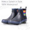 imagelandchief Rain Boots for Women Waterproof Ladies Tall Knee High Rubber bootsComfort Garden Boots AntiSlip Mid Heel Women Rain Shoes OutdoorBlue