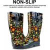 imagelandchief Rain Boots for Women Waterproof Ladies Tall Knee High Rubber bootsComfort Garden Boots AntiSlip Mid Heel Women Rain Shoes OutdoorGarden Blossom