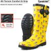imagelandchief Rain Boots for Women Waterproof Ladies Tall Knee High Rubber bootsComfort Garden Boots AntiSlip Mid Heel Women Rain Shoes OutdoorPup Parade