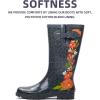 imagelandchief Rain Boots for Women Waterproof Ladies Tall Knee High Rubber bootsComfort Garden Boots AntiSlip Mid Heel Women Rain Shoes OutdoorRed Flowers
