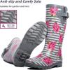 imagelandchief Rain Boots for Women Waterproof Ladies Tall Knee High Rubber bootsComfort Garden Boots AntiSlip Mid Heel Women Rain Shoes OutdoorRose