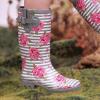 imagelandchief Rain Boots for Women Waterproof Ladies Tall Knee High Rubber bootsComfort Garden Boots AntiSlip Mid Heel Women Rain Shoes OutdoorRose