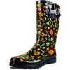 imagelandchief Rain Boots for Women Waterproof Ladies Tall Knee High Rubber bootsComfort Garden Boots AntiSlip Mid Heel Women Rain Shoes OutdoorGarden Blossom