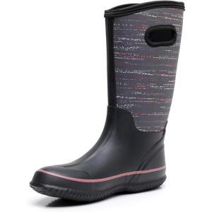 imageWTW Mid Calf Rain Boots for Women  Waterproof Insulated Neoprene Mud Boots Outdoor Hunting Garden BootsAbstract Flecked