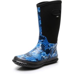 imageWTW Mid Calf Rain Boots for Women  Waterproof Insulated Neoprene Mud Boots Outdoor Hunting Garden BootsBlue