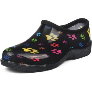 imagelandchief Womens Garden Shoes Waterproof Garden Clogs for Women Comfortable Slipon Shoes with Cushioned Insole NonSlip Work Shoes for Women Outdoor Gardening and YardColorful Puppy Paw