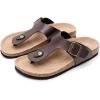 imageWTW Mens Cork Footbed Sandals Slip on Beach Slide Slipper Shoes with Adjustable Metal Buckle Strap for Men Causal StyleThong Brown