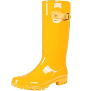 imageAsgard Womens Tall Rain Boots Knee High Waterproof Rainboots Rubber Garden BootsBuckle Glossy Yellow