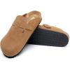 imageWTW Womens Clogs Cow Suede Soft Footbed Mules Unisex for Men Women Cork Clog Antislip Sole Slippers Mules Sandals with Adjustable BuckleBrown