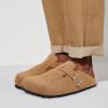 imageWTW Womens Clogs Cow Suede Soft Footbed Mules Unisex for Men Women Cork Clog Antislip Sole Slippers Mules Sandals with Adjustable BuckleBrown