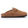 imageWTW Womens Clogs Cow Suede Soft Footbed Mules Unisex for Men Women Cork Clog Antislip Sole Slippers Mules Sandals with Adjustable BuckleCamel