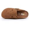 imageWTW Womens Clogs Cow Suede Soft Footbed Mules Unisex for Men Women Cork Clog Antislip Sole Slippers Mules Sandals with Adjustable BuckleCamel