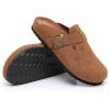 imageWTW Womens Clogs Cow Suede Soft Footbed Mules Unisex for Men Women Cork Clog Antislip Sole Slippers Mules Sandals with Adjustable BuckleCamel