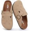 imageWTW Womens Clogs Cow Suede Soft Footbed Mules Unisex for Men Women Cork Clog Antislip Sole Slippers Mules Sandals with Adjustable BuckleFloral