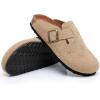 imageWTW Womens Clogs Cow Suede Soft Footbed Mules Unisex for Men Women Cork Clog Antislip Sole Slippers Mules Sandals with Adjustable BuckleFloral