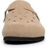 imageWTW Womens Clogs Cow Suede Soft Footbed Mules Unisex for Men Women Cork Clog Antislip Sole Slippers Mules Sandals with Adjustable BuckleSand