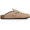 imageWTW Womens Clogs Cow Suede Soft Footbed Mules Unisex for Men Women Cork Clog Antislip Sole Slippers Mules Sandals with Adjustable BuckleSand