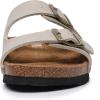 imageWomens Cork Footbed Sandals Cow Suede Summer Slide Sandals for Women with Adjustable Strap Buckle Open Toe Outdoor Beach SandalsTwo Buckle Stone