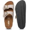 imageWomens Cork Footbed Sandals Cow Suede Summer Slide Sandals for Women with Adjustable Strap Buckle Open Toe Outdoor Beach SandalsTwo Buckle Stone