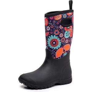 imageWTW Womens Rubber Rain Boots 100 Waterproof Insulated Neoprene Garden Mud Boots Outdoor Hunting Snow Boots for WomenFloral