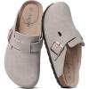 imageAsgard Womens Suede Clogs Leather Mules Arch Support Potato Shoes with Comfort Cork FootbedGrey