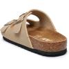 imageWomens Cork Footbed Sandals Cow Suede Summer Slide Sandals for Women with Adjustable Strap Buckle Open Toe Outdoor Beach Sandals 2025Two Buckle Khaki