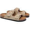 imageWomens Cork Footbed Sandals Cow Suede Summer Slide Sandals for Women with Adjustable Strap Buckle Open Toe Outdoor Beach Sandals 2025Two Buckle Khaki