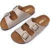 imageWomens Cork Footbed Sandals Cow Suede Summer Slide Sandals for Women with Adjustable Strap Buckle Open Toe Outdoor Beach Sandals 2025Two Buckle Stone