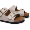 imageWomens Cork Footbed Sandals Cow Suede Summer Slide Sandals for Women with Adjustable Strap Buckle Open Toe Outdoor Beach Sandals 2025Two Buckle Stone