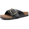 imageWomens Cork Footbed Sandals Cow Suede Summer Slide Sandals for Women with Adjustable Strap Buckle Open Toe Outdoor Beach Sandals 2025Charcoal