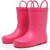 imageWTW Toddler and Kids Rain Boots with EasyOn Handles UnisexChild Waterproof Rubber Rain Boots in Fun Patterns for Girls and Boys ToddlerLittle KidBig KidBubblegum Pink