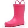 imageWTW Toddler and Kids Rain Boots with EasyOn Handles UnisexChild Waterproof Rubber Rain Boots in Fun Patterns for Girls and Boys ToddlerLittle KidBig KidBubblegum Pink