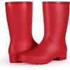 imageAsgard Womens Mid Calf Rain Boots Waterproof Garden Shoes Slip on Rubber BootsDark Red