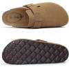 imageAsgard Genuine Suede Clogs for Women Men Leather Mules Arch Support Potato Shoes with Comfort Cork FootbedLight Brown