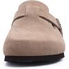 imageAsgard Genuine Suede Clogs for Women Men Leather Mules Arch Support Potato Shoes with Comfort Cork FootbedTaupe
