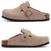 imageAsgard Genuine Suede Clogs for Women Men Leather Mules Arch Support Potato Shoes with Comfort Cork FootbedTaupe