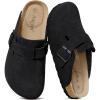 imageAsgard Genuine Suede Clogs for Women Men Leather Mules Arch Support Potato Shoes with Comfort Cork FootbedCharcoal Black