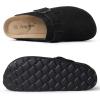 imageAsgard Genuine Suede Clogs for Women Men Leather Mules Arch Support Potato Shoes with Comfort Cork Footbed Black 41