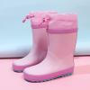 imageWTW Fleece Lined Todder Kids Rubber Rain Boots  Waterproof Warm Winter Outdoor Shoes for Girls Boys Adjustable Drawstring NonSlip for Hiking and AdventuresPink