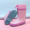 imageWTW Fleece Lined Todder Kids Rubber Rain Boots  Waterproof Warm Winter Outdoor Shoes for Girls Boys Adjustable Drawstring NonSlip for Hiking and AdventuresPink