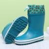 imageWTW Fleece Lined Todder Kids Rubber Rain Boots  Waterproof Warm Winter Outdoor Shoes for Girls Boys Adjustable Drawstring NonSlip for Hiking and AdventuresBlue