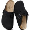 imageAsgard Genuine Suede Clogs for Women Men Leather Mules Arch Support Potato Shoes with Comfort Cork Footbed Black 41
