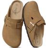 imageAsgard Genuine Suede Clogs for Women Men Leather Mules Arch Support Potato Shoes with Comfort Cork FootbedBrown