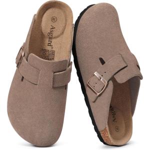 imageAsgard Genuine Suede Clogs for Women Men Leather Mules Arch Support Potato Shoes with Comfort Cork FootbedMocha
